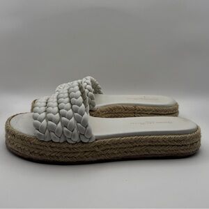 Gianvito Rossi White Woven Espadrille Slides